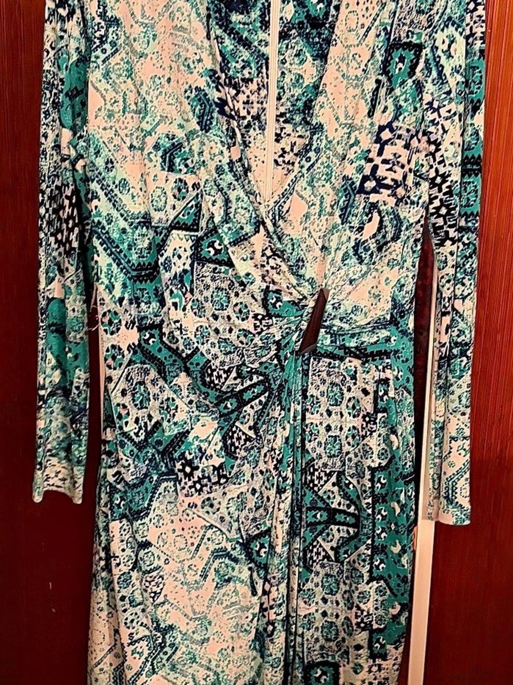 Calvin Klein Paisley Midi Dress in Green & Pink Size 12 Like New